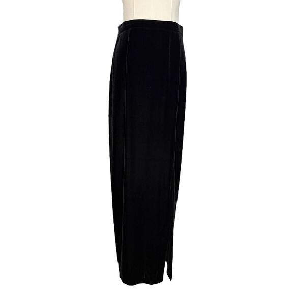 Vintage Women’s 10 Black Velvet Maxi Skirt With Slit Stretch Whimsigoth 90s - Picture 1 of 7